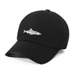 ZLYC Embroidered Cotton Baseball Cap Adjustable Snapback Dad Hat, Shark Black, One Size