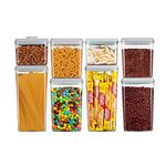 Food Storage Containers, Pop Airtight Food Storage Containers with Lids for Kitchen Pantry Organizing Stackable Container For Cereal Snack Flour Sugar Coffee Spaghetti - 8 Pcs (1.2, 2.0, 2.7, 3.3qt)*2