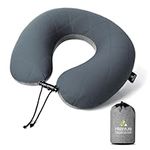 Hikenture Travel Pillow Well Supported Neck Pillow Travel for Airplane, Inflatable Travel Neck Pillow, Portable Travel Pillow for Airplane Train Car Travel, with Romovable Soft Cover & Adjustable Size