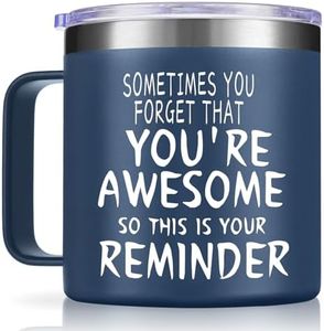 Inspirational Gifts for Men, Sometimes You Forget You're Awesome Coffee Mug, Thank You Gifts, Funny Birthday Gifts For Him, Dad, Husband, Boyfriend, Friends, Coworker, Boss, Teacher, 14 Oz Navy Blue