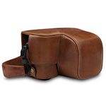 MegaGear MG1647 Ever Ready Genuine Leather Camera Case compatible with Sony Alpha A6100, A6400 (16-50mm) - Brown