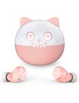 AMAFACE Kids Wireless Earbuds TWS Bluetooth 5.0 Headphones Touch Control with Pink Kitty Wireless Charging Case IPX5 Waterproof HiFi Stereo Headsets in-Ear Earphones Built-in Microphone