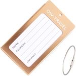 Metal Luggage Tags for Suitcases - Business Card Holder - Personalised Travel Label Name Identifiers Ideal Suitcase Tag, Bag Tags, Backpack and Baggage Tags (Luggage Tag Labels, Champagne)