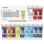 MEEDEN Heavy Body Acrylic Paint - Basic Satin Finish 12 x 60ml (2 oz) Color Paint Set for Adults - Rich Pigment Art Craft Paints for Canvas Rock Wood