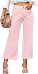 luvamia Wide Leg Jeans for Women Trendy High Waisted Flare Jeans Cropped Denim Pants Stretchy Baggy with Patch Pockets High Rise Wide Leg Jeans for Women Pink Flare Jeans Pink-A-Boo Size 20 Size 22