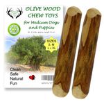 ARTISAN GIFT CO Natural Olive Wood Long Lasting Dog Chew, Puppy Teething Toy, Saving Pack 2 Sticks (Medium) 15cm