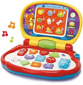 VTech-Mis primeras Teclas Ordenador infantil con tres modos de juegos que enseña animales, colores, formas y notas musicales, Multicolor (3480-191222)