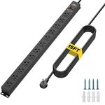 CRST 12-Outlet Metal Mountable Power Strip, 2100 Joules Heavy Duty Surge Protector Power Strip 15ft Long Cord with Flat Plug Wide Spaced Outlets for Industrial Garage Commercial(15A/1875W)