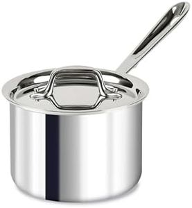 All-Clad 4202 Stainless Steel Tri-Ply Bonded Dishwasher Safe Sauce Pan with Lid/Cookware, 2-Quart, Silver