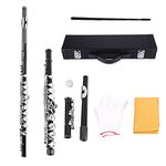 16 Holes Flute, Wind instrument with Storage Case accurate sound and pitch for playing and learning for professional and beginner for kids and adult(black)