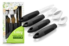 Celley Adaptive Utensils for Elderly, Arthritis, Parkinsons and Handicapped, Non-Weighted, 4 Pcs Set