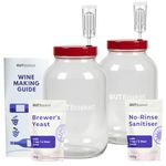 Gutbasket Wine Making Kit for Home Wine Making, Glass Wine Fermentation Jar Set, Wine Supplies for 40L Wine, 2 x 4L Fermentation Jars, Wine Yeast, Airlock, No Rinse Sanitiser (2 Jar Set)