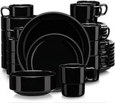 LOVECASA Porcelain Dinner Set 32-Piece Combination Service, Dinnerware Set for 8 People | Dinner Plates, Cups, Dessert Plates and Bowls, Black