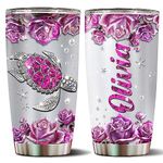 WONWIX Personalized Sea Turtle Coffee Mugs For Mom Women Adults Sea Turtles Lovers Water Bottle Travel Mug Jewelry Mothers Day Birthday Christmas Valentine 20oz Stainless Steel Cup With Lid