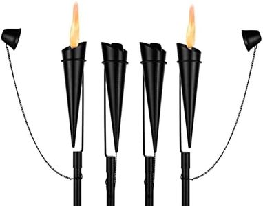 BIRDROCK HOME Outdoor Torches - Durable Construction, Modern Design, Weather Resistant, Citronella Oil Compatible, Ideal for Backyards, Patios, Pathways - Ibiza Black, 4 Pack