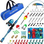 PLUSINNO Kids Fishing Pole with Spincast Reel Telescopic Fishing Rod Combo Full Kits for Boys, Girls, and Adults (Blue, 150cm 59.05)