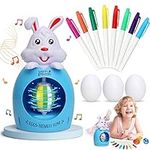 Easter Eggs Decorating Kit for Kids, DIY Painting Easter Egg Hunt Spinner Crafts, Motorized Music LED Lights Bunny Egg Toy Set, with 3 PCS Colorful Markers Plastic Eggs, Gifts for Boys Girls 3-12+