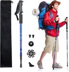 Hiking Trekking Poles, Collapsible, Lightweight, Anti Shock, Hiking or Walking Sticks, Adjustable Hiking Pole for Men and Women, All Terrain Accessories and Carry Bag (Blue, 1)