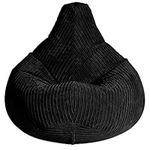 Gilda ® Highback Gamer Beanbag Chair with Amazing Back Support. Warm & cosy JUMBO CORDUROY bean bag Lounger. Suitable for adult & kids. Ideal gaming chair for bedroom/lounge FILLING INCLUDED BLACK