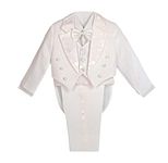 Lito Angels Kids Boys Tuxedo Wedding Suits & Blazers, Page Boy Christening Baptism Formal Outfit 5 Pieces Set with Waistcoat, Age 8 Years, White (Tag Number 10)