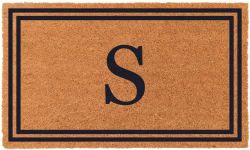 COCO MATS 'N MORE Monogrammed Coir Outside Door Mats, USA (22” x 36”, Blue) Durable, Non-Slip Mats with Vinyl Backing | Personalized Initials | Tough Coir Bristles Removes All Dirt (Double Bordered)