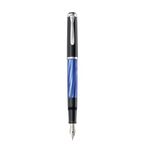 Pelikan 801935 Fountain Pen Line M205 Classic Blue Marbled/Black Details Silver Silver Nib Stainless Steel Size B