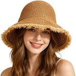 Straw Hats for Women, Womens Summer Hats for Vacation Travel, Beach Sun Straw Hats for Women (Brown Style 2)