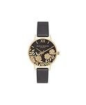 Olivia Burton Analogue Quartz Watch for Women with Black Leather Strap - OB16MV60