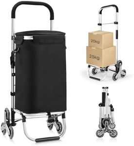 Aluminium Shopping Cart Trolley with Stair Climbing Wheels Foldable Utility Grocery Cart Waterproof Oxford Shop Bag 45L Black