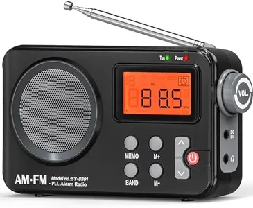 FM AM Radio, Portable Small Transistor Radio with Large Display, Timing Function, Alarm Clock, Loud Speaker with USB Power Supply/Battery Operated