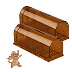 2 Pack Humane Mouse Trap, Reusable Live Mice Trap for Indoor Outdoor Use, Mouse Traps Easy to Set and Clean for Small Mice, Pets Safe (Small)