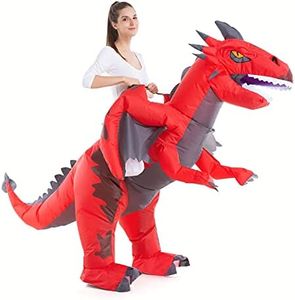 HSCTEK Inflatable Dragon Costume for Adult Men Women, Blow Up Ride On Dragon for Youth, Riding Halloween Rider, Red