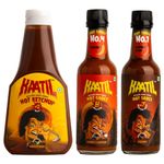 Kaatil - Serial Kaatil Combo - Hot Sauce No 4, Hot Sauce No 7 & Hot Ketchup No 2 | Premium Hot Sauces | Made in Indian Chillies | No Artificial Colours/Flavours | Cooked Hot Sauce | Perfect Condiment & Works as a Dip, Spread, Marinade, Saute, Stir-fry & Finishing Sauce | Vegan, (200gm+200gm+400 gm each)