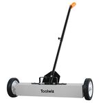 Heavy Duty Magnetic Sweeper with Wheels, 33 Lb Capacity Rolling Magnetic Floor Sweeper with Release Handle (24'')