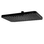 SparkPod 12 Inch Rectangle Rain Shower Head - Ceiling Shower Head - Large Overhead Rain Shower - 360° Adjustable Brass Ball Joint - Tool Free Installation - Fixed Rain Shower Head (Matte Black)