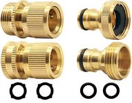 Garden Hose Quick Connector Brass Quick Hose End Connector Garden Hose Nozzle Connect Kit,Quick Disconnect Hose Fittings Male and Female