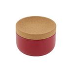 Kamenstein Salt Pig Ceramic and Cork, 4 x 4 x 3, Red