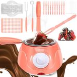 GLMFAN Chocolate Melting Pot, 8.45 oz Electric Fondue Pot Set for Cheese & Chocolate, Electric Chocolate Melter Warmer Chocolate Fountain Machine, 2-Speed Adjustable Temperature for Candy Milk