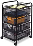 Safco Products Onyx Mesh 4 Drawer Rolling File Cart 5214BL, Black Powder Coat Finish, Durable Steel Mesh Construction, Swivel Wheels for Mobility