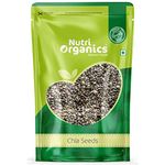 NutriOrganics Raw Unroasted Chia Seeds for Eating with Omega 3 and Fiber for Weight Loss Management - 200 Gram