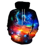 Asylvain Men Women Fashion Unisex 3D Printed Graphic Novelty Hoodie Pullover Hooded Sweatshirts with Pocket, Galaxy-22, Medium