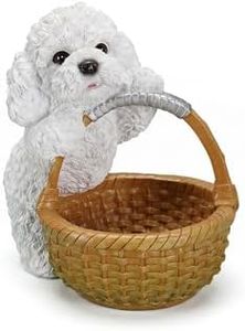 elesculor Teddy Bear Poodle Storage Basket, Resin Dog Toy Bin with Handles, Cute Teddy Bear Poodle Face Organizer for Keys, Remote, Snacks, Desk – 9.84in, 3 LBS, Teddy Bear Poodle