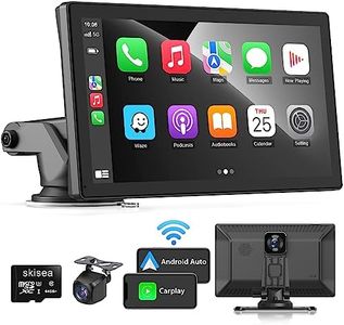 Skisea Wireless Apple Carplay Car Stereo,Portable 9'' Touch Screen Android Auto,2.5K Dash Cam,1080p Backup Camera DVR,Drive Mate Carplay Navigation with Mirror Link/Siri/FM/Bluetooth