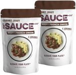 Le Sauce & Co. 4-serving Beefy French Onion Gourmet Gravy, (2-pack) Four Serving Gluten Free Beef Gravy, Premium Brown Gravy, Caramelized Onions, Hamburger, Steak, Beef Stock, Meatballs, Pork Tenderloin