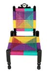 THE ROYAL CRAFTS Traditional Handicrafts Multicolor Resham Rope Wooden Folding Chair Khatli Bajot Stool Charpai Pidda Mudda Rajwadi Furniture Garden Table 12 INCH