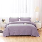 BBANGD Duvet Covers Queen Size - Ultra Soft and Breathable Bedding Comforter Cover Set Washed Microfiber 3 Pieces with Zipper Closure Duvet Cover and 2 Pillow Shams (Lavender Purple)