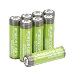 Amazon Basics AA High-Capacity Rechargeable Batteries, NiMH, Pre-charged - 8 Pack (Appearance may vary)