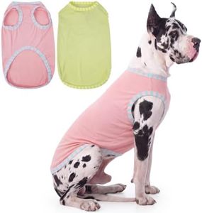IECOii 2 Pack Great Dane Dog T Shirts | Comfortable Fabric Vest for Dogs with Sensitive Skin - Durable Fit - Spring, Summer, Fall Wear for Giant Breed, Pink+Green,5XL