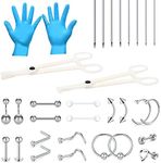 32PCS Body Piercing Kit, Silver Bel