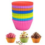 24PCS Silicone Cupcake Cases Reusable Silicone Muffin Cupcake Molds Cheesecake Moulds Non-Stick Food Grade Silicone Muffin Mould Mold DIY for Jelly Cake Cakes Ice Creams Puddings